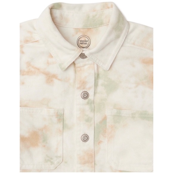 All Season Button Down Shirt/Jacket Cream/Tan/Green Tie-Dye Camo Sz: M (8) - Picture 2 of 3